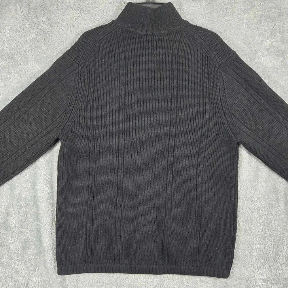 Banana Republic Mens Large Black Italian Merino Wool Full Zip Sweater Old Money